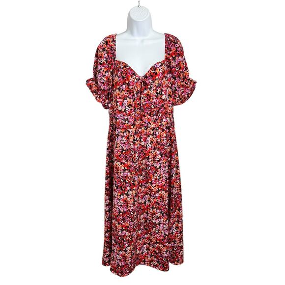 QED LONDON Abstract A-Line Midi Dress Sz 10 Sweetheart Neckline Colorful - Picture 7 of 7